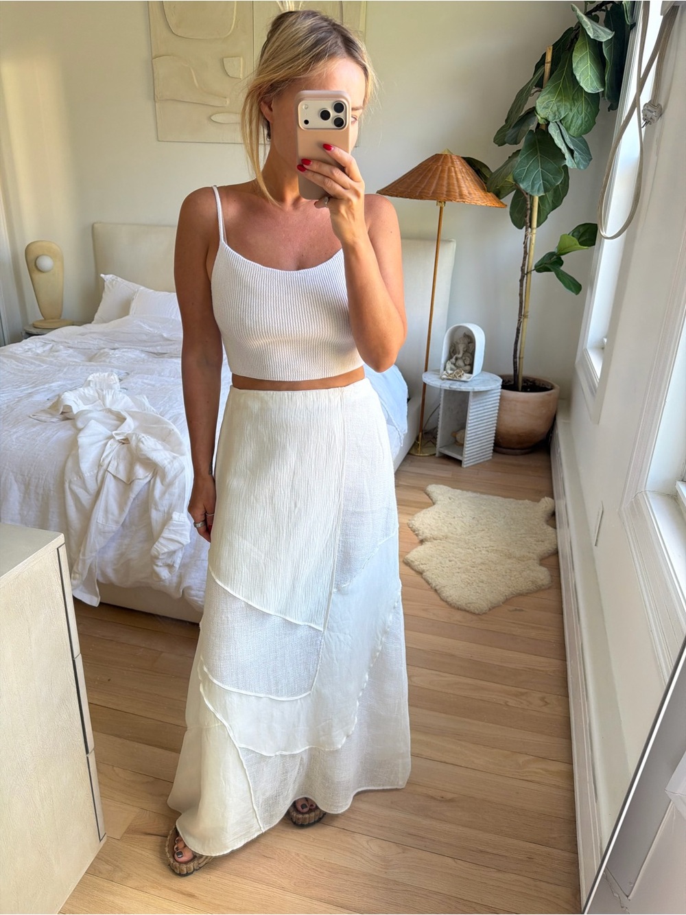 Massimo Dutti Limited Edition  Patchwork White Skirt Size Small